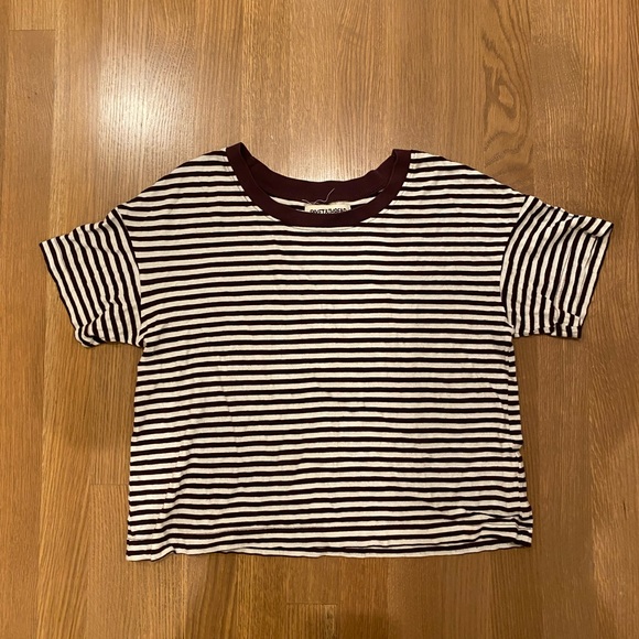 Striped Maroon and White Crop Top - Picture 2 of 5